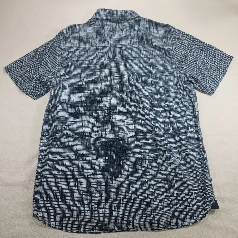 The North Face, Short Sleeve Button up Shirt, Geometric grid pattern, size Large